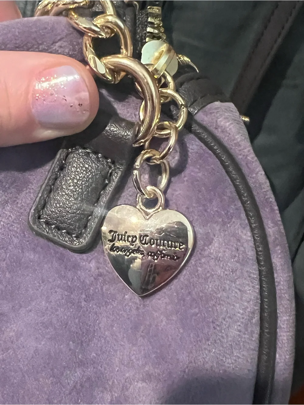 Juicy Couture Lavender Purple Suede Satchel with Coin Pouch